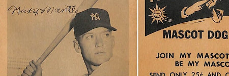 Mickey Mantle dog food baseball card auctions for $24,000