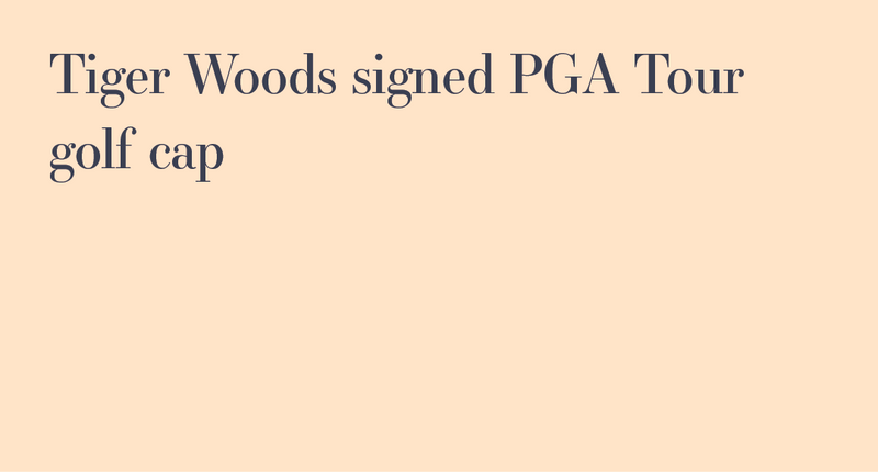 Tiger Woods signed PGA Tour golf cap for sale
