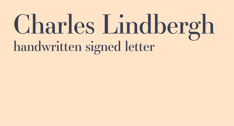 Paul Fraser Collectibles | Charles Lindbergh handwritten signed letter