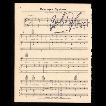 Bob Dylan signed 'Motorpsycho Nightmare' sheet music