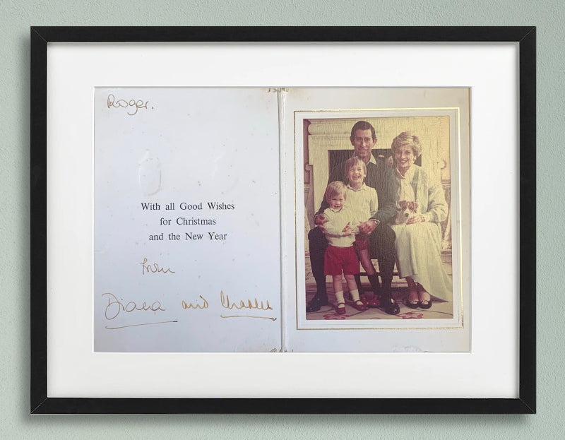 King Charles III and Princess Diana signed 1986 Royal Christmas card