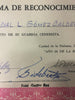 Fidel Castro signed certificate of recognition