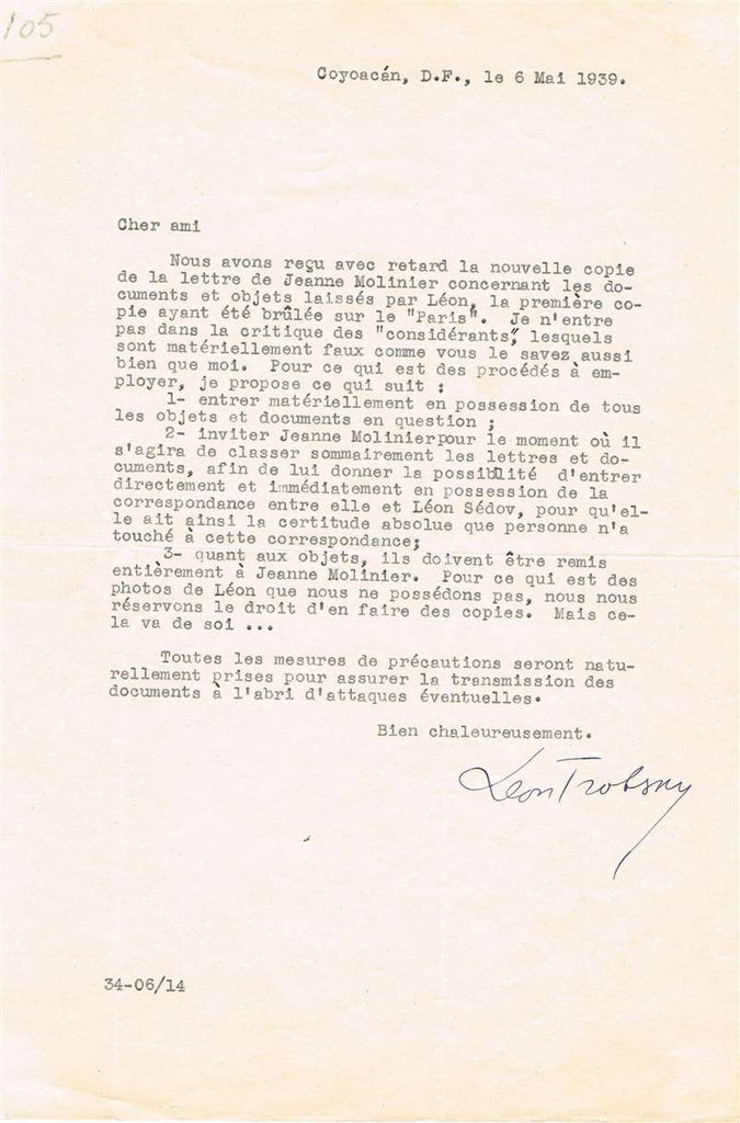 Leon Trotsky Autographed Letter