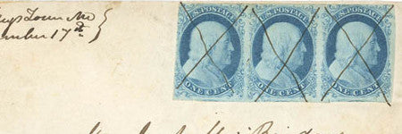 US 1851 1c blue stamp cover will lead sale at Daniel Kelleher