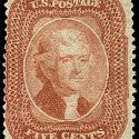 1858 brick red Jefferson will lead stamp auction at $40,000