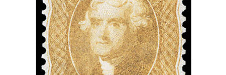 US 1861 5c brown-yellow stamp offered at Kelleher Auctions