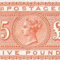 1882 £5 Orange stars among Great Britain stamps at $20,000