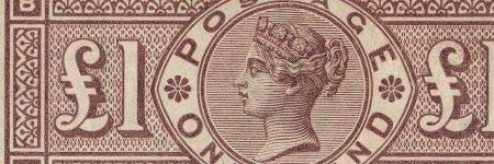 1884 £1 brown-lilac stamp stands at $30,000
