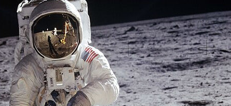 cropped image of Man on the Moon photograph from Apollo 11 mission July 1969