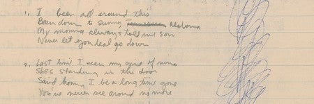 Early Bob Dylan lyrics selling for $10,500 at RR Auction
