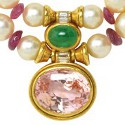 Bulgari Two Strand Choker Necklace with pearls, diamonds and gemstones