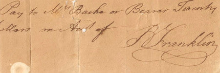 Benjamin Franklin signed cheque valued at $20,000