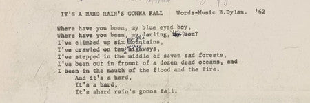 Bob Dylan's Hard Rain manuscript to make $315,000?