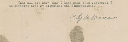 Clyde Barrow fingerprints expected to beat $150,000