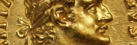Gold Domitian aureus coin to sell on August 12