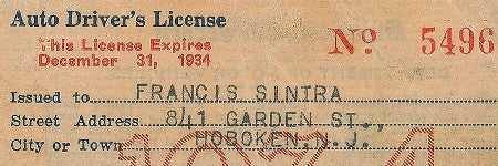 Frank Sinatra's driving licence among highlights at RR Auction