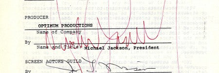 Michael Jackson Thriller contract valued in excess of $25,000