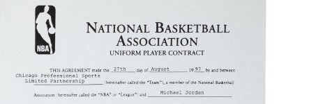 Michael Jordan's final Chicago Bulls contract will sell at Heritage Auctions