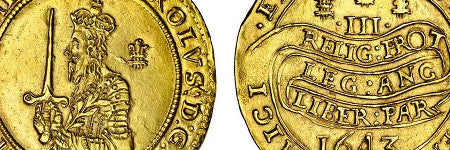 1643 Charles I Unite coin valued at $142,000