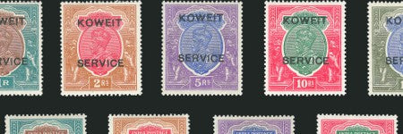 1923 'KOWEIT' overprint essays headline November 18-19 stamp sale