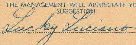 Lucky Luciano signed card could make $9,000