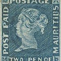 Mauritius 'post paid' 2d blue multiple valued at $24,000