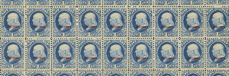 1881 1c Navy sheet of 100 to highlight US Officials sale