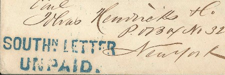 Southern Letter Unpaid cover offered with $20,000 valuation