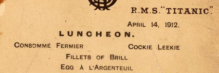 Titanic final lunch menu could make $70,000