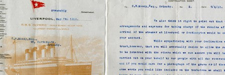 White Star Line Titanic letter to make $37,000?