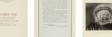 Yuri Gagarin’s first flight records to cross the block