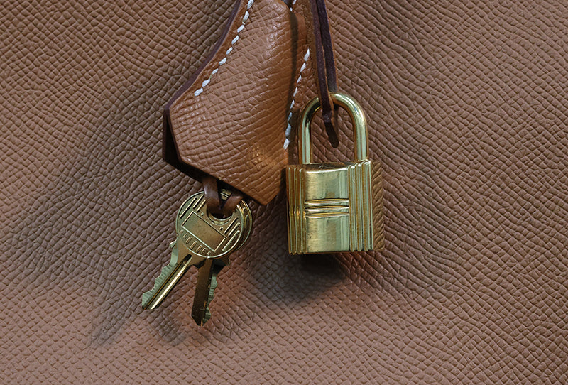 Hermès Birkin 35 Gold handbag in Espom leather and white stitching For Sale  at 1stDibs