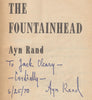 Ayn Rand signed copy of the Fountainhead