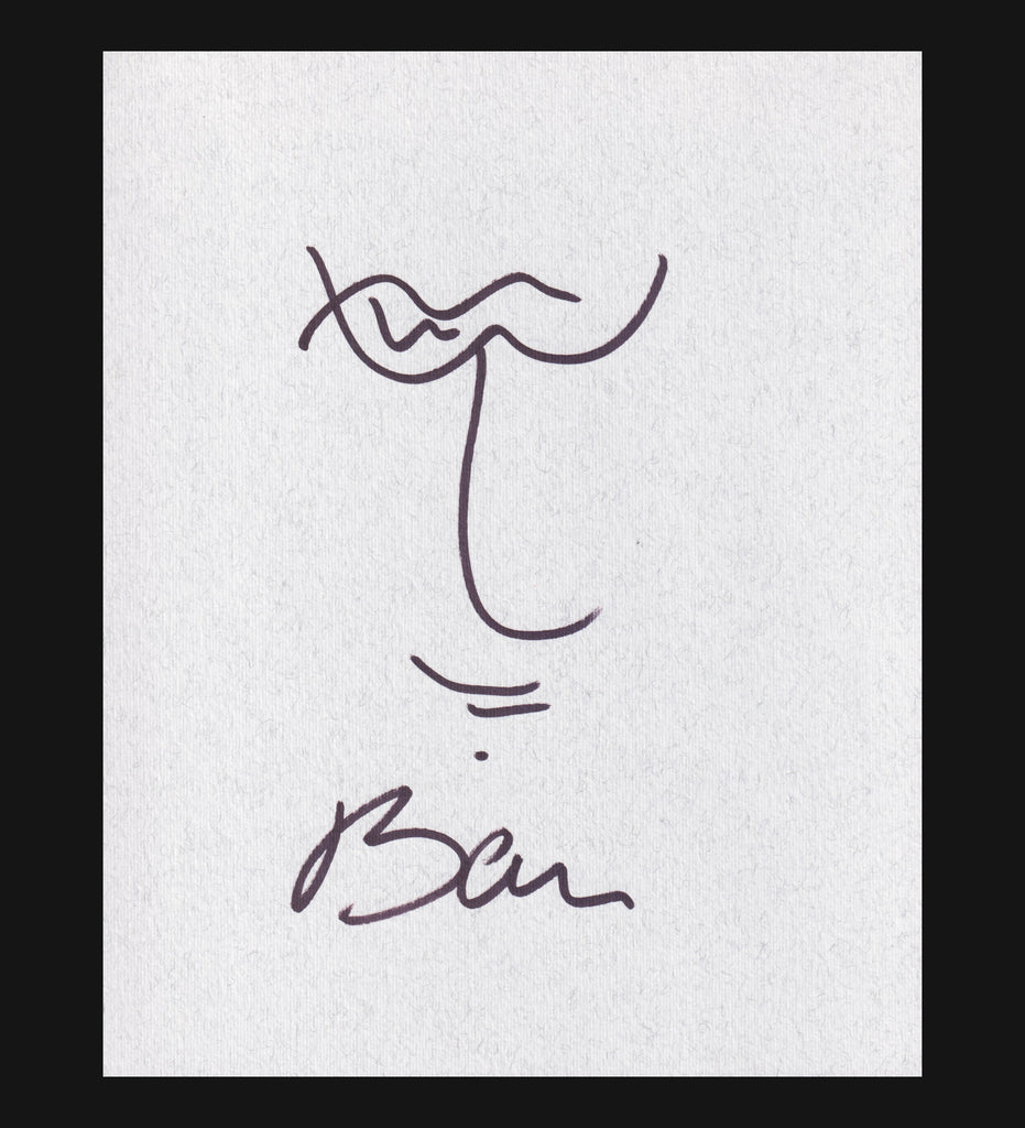 Bono autographed self-portrait sketch.