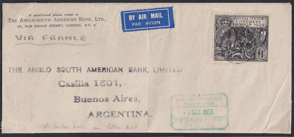 GREAT BRITAIN 1929 £1 Postal Union Congress, SG438
