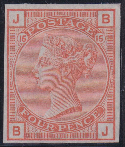 Great Britain 1876 4d vermilion Plate 5 imprimatur, SG152var