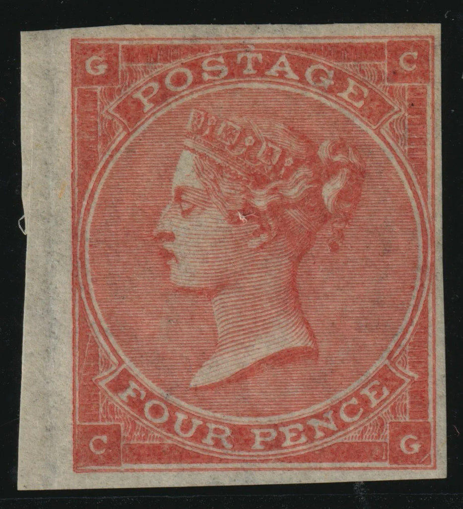 Great Britain 1863 4d pale red Plate 4 imperforate marginal unused example, SG82a