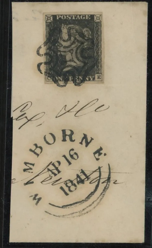 Great Britain 1840 1d greyish black Plate 11 superb used tied to piece, SG3