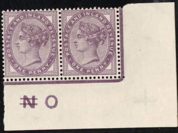 Great Britain 1881 1d lilac Die II, superb unused control marginal unused pair, SG172var