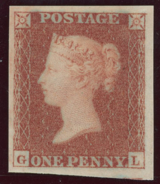 GREAT BRITAIN 1854 1d Red brown PIR6, SG17var