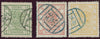 China 1882 1ca green, 3ca brown red, 5ca yellow-ochre, SG4/6
