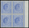 Great Britain 1911 10s blue unmounted mint marginal block of four, SG319