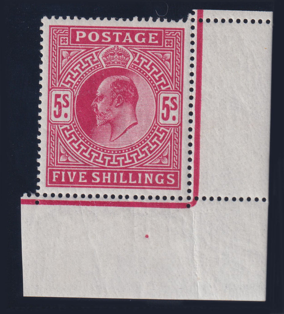 Great Britain 1911 5s carmine unmounted mint positional example, SG318