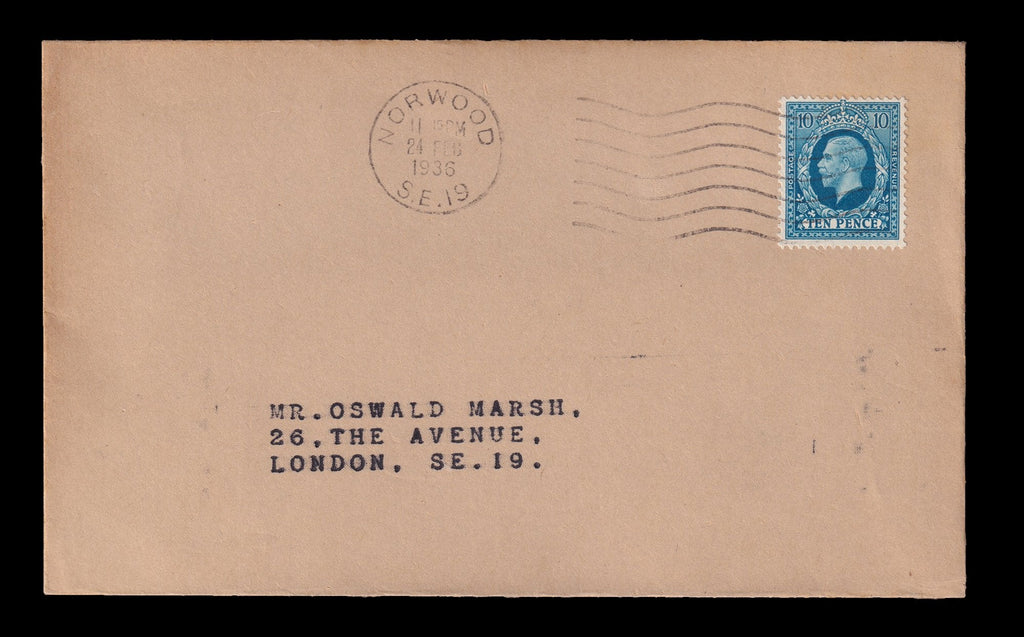 Great Britain 1936 10d turquoise-blue exceptionally fine Marsh first day cover, SG488