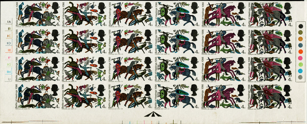 Great Britain 1966 4d Battle of Hastings marginal imperforate cylinder block of twenty four unmounted mint, SG705ab