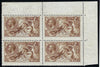 Great Britain 1915 2s6d yellow brown "Seahorses" unmounted mint marginal block of 4, SG406