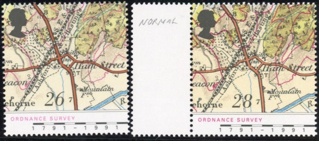 Great Britain 1991 28p Bicentenary of Ordnance Survey error superb unmounted mint, SG1579var