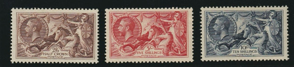 Great Britain 1934 2s6d-10s "Seahorses", re-engraved mint set of 3, SG450/2