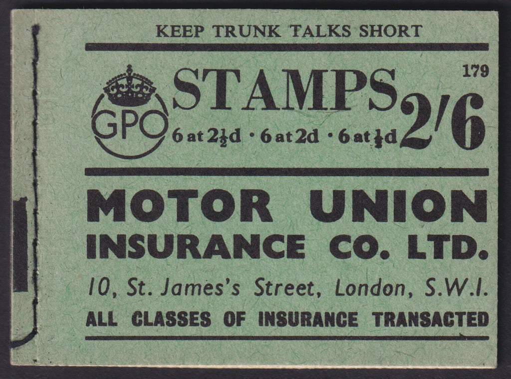 Great Britain 1942 2s 6d booklet Edition No. 179, SGBD17
