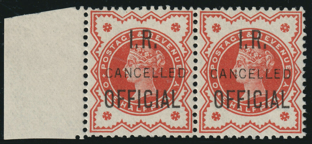 Great Britain 1888 4d Vermilion (.IR. Official) overprinted “CANCELLED” type 14, SGO13var